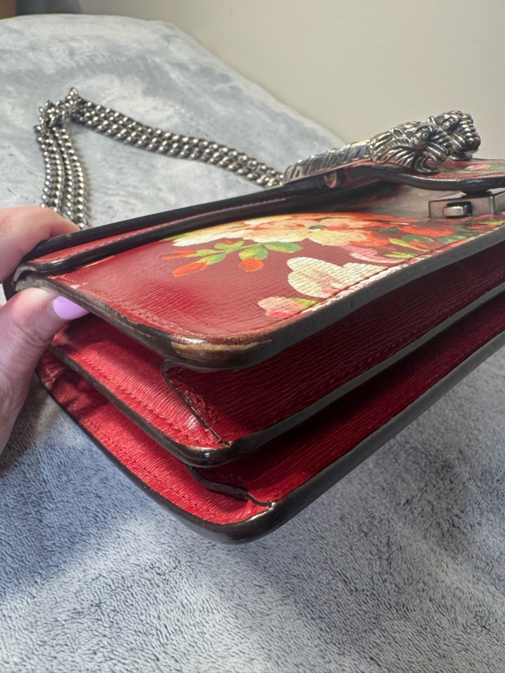 Gucci Dionysus Leather Medium Red Floral Shoulder Bag - Picture 6 of 17
